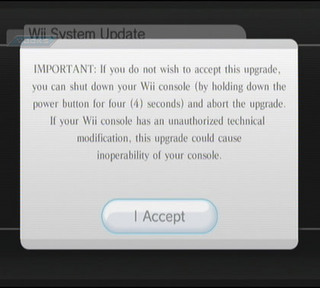 Warning MAJ Wii